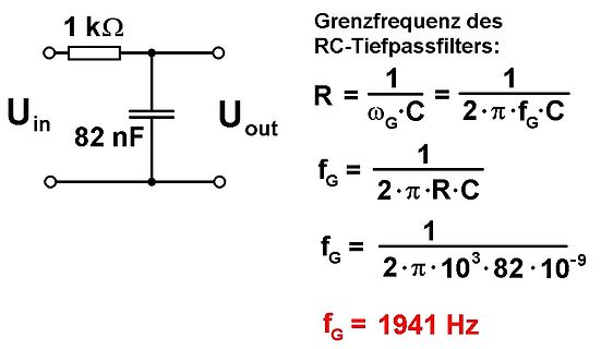 RC-Tiefpassfilter Schaltplan und Berechnung der Grenzfrequenz