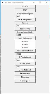 Benutzeroberfläche einer Motorcontroller-Steuerungssoftware