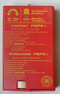 Rückseite eines Lawinenpiepsers PIEPS I