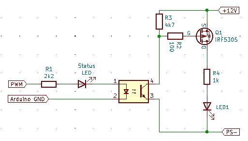 Schaltplan mit MOSFET-Treiber und LED-Steuerung