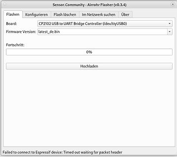 Screenshot eines Firmware-Flash-Tools