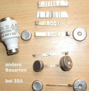 Verschiedene Sicherungstypen und Sicherungshalterungen