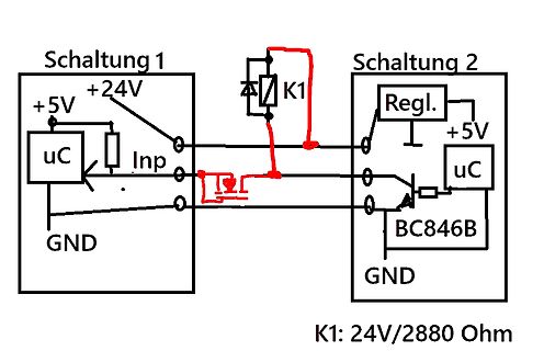 Schaltplan zweier Schaltungen mit Mikrocontroller und Transistor
