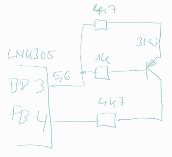 Handgezeichneter Schaltplan mit Transistor und Widerständen