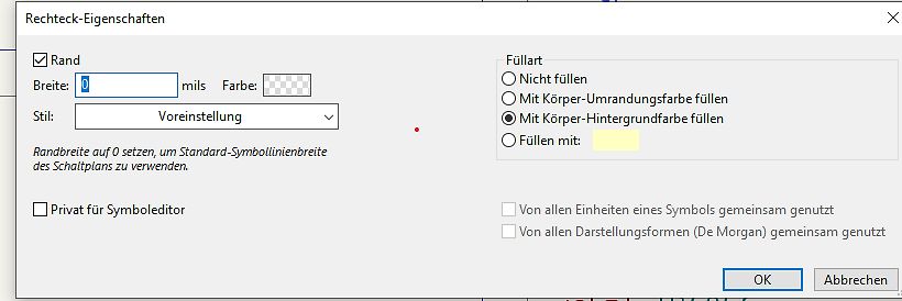 Eigenschaften-Dialogfeld für ein Rechteck in einer Software