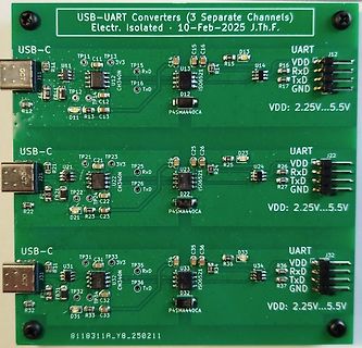 Drei USB-UART Konverter mit galvanischer Trennung