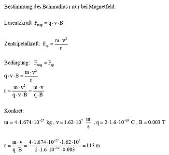 Mathematische Herleitung des Bahnradius im Magnetfeld
