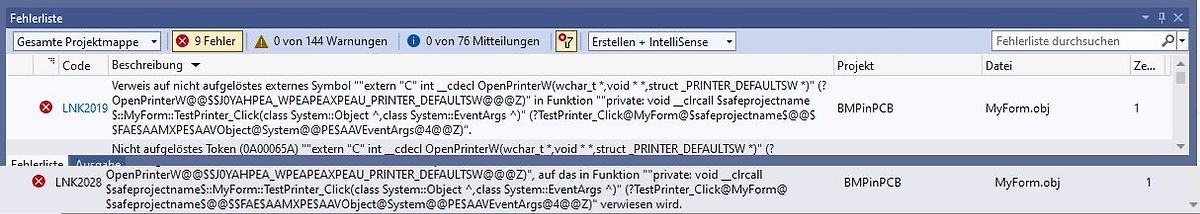 Fehlerliste einer Softwareentwicklungsumgebung