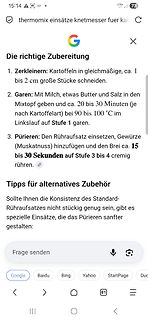Google-Suchergebnis für Thermomix-Zubereitung von Kartoffelbrei