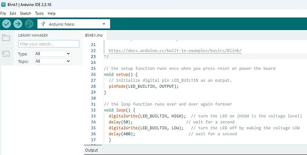 Arduino IDE Code für Blink-Beispiel