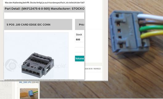 Screenshot eines Webshops mit Foto eines Steckverbinders