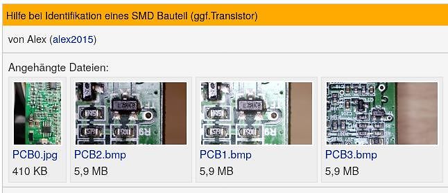 Forum-Beitrag zur Identifikation eines SMD-Bauteils
