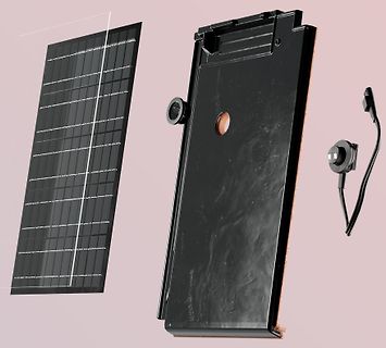 Solarpanel und Gehäuse mit Kabeln