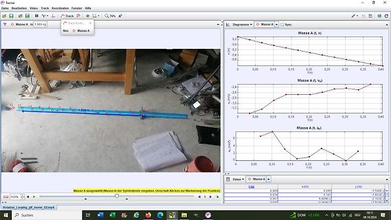 Tracker-Software mit Video und physikalischen Diagrammen