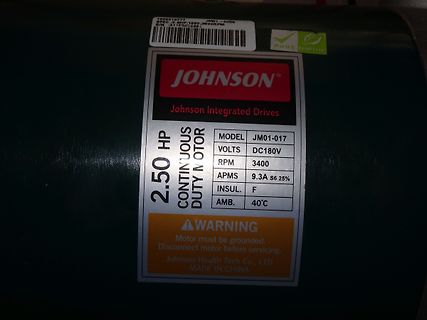 Typenschild eines Johnson Elektromotors