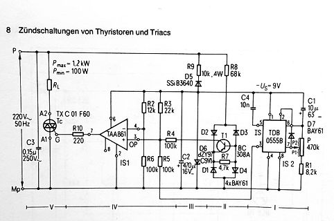 Schaltplan Zündschaltungen von Thyristoren und Triacs
