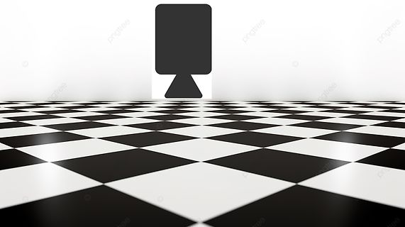 Schwarz-weißes Schachbrettmuster mit schwarzer Silhouette