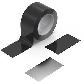 Rolle schwarzes Klebeband und einzelne Streifen