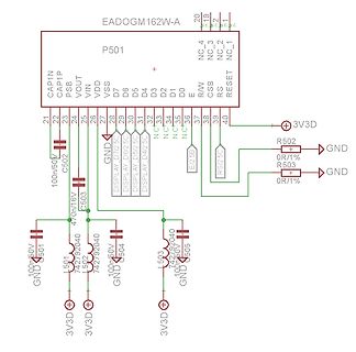 Schaltplan eines LCD-Moduls mit P501