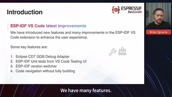 Präsentationsfolie zu ESP-IDF VS Code Verbesserungen
