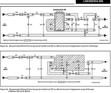 Schaltpläne für LinkSwitch-TN Buck Converter Layouts