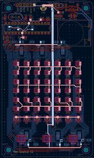 PCB-Layout einer Leiterplatte mit Mikrocontroller und LEDs