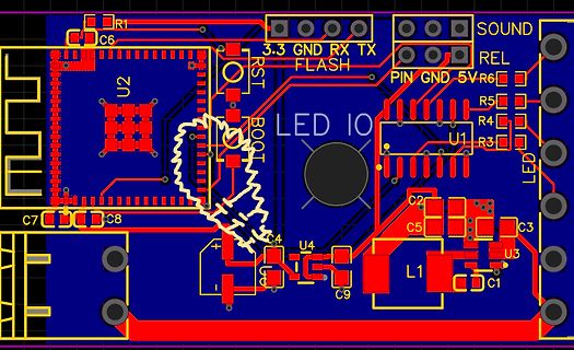 PCB-Layout einer Leiterplatte mit Mikrocontroller-Komponenten
