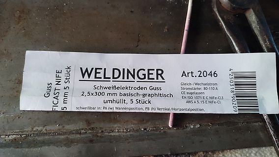 Etikett von Schweißelektroden