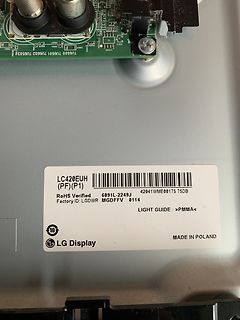 Rückseite eines LG Display Panels mit Typenschild