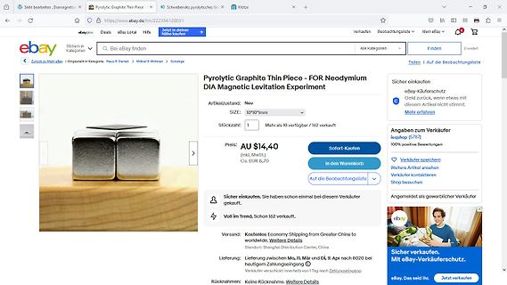 eBay-Angebot für pyrolytisches Graphit-Teil