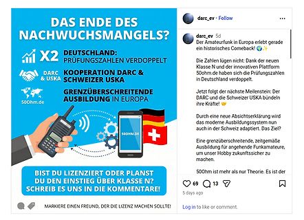 Social Media Post über Amateurfunk-Ausbildung