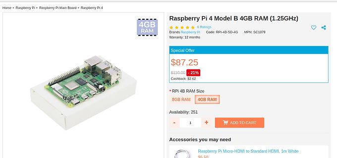 Webshop-Angebot für Raspberry Pi 4 Model B