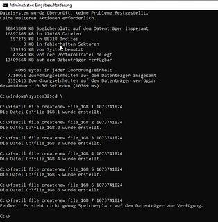 Windows Kommandozeile Fehlermeldung Speicherplatz voll