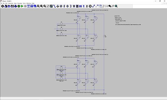 LTspice Schaltplan mit SCRs und Pulsquellen