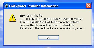 Fehlermeldung des HMExplorer Installers