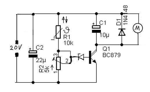 Schaltplan einer Motorsteuerung mit Transistor
