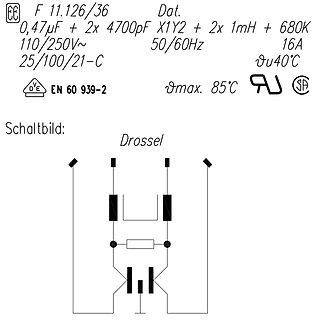 Bauteilwerte und Schaltbild einer Drossel