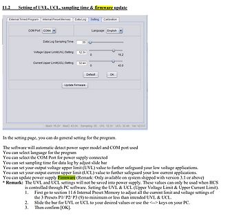 Software-Interface zur Einstellung von Netzteilparametern
