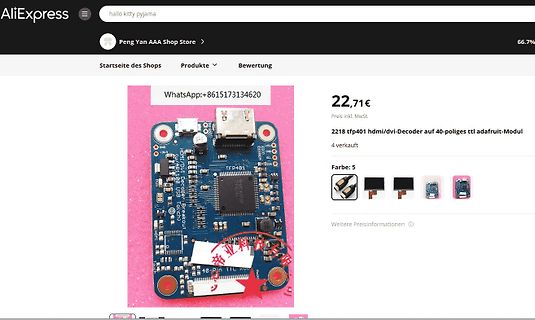 AliExpress Produktseite HDMI zu TTL Adapter Modul