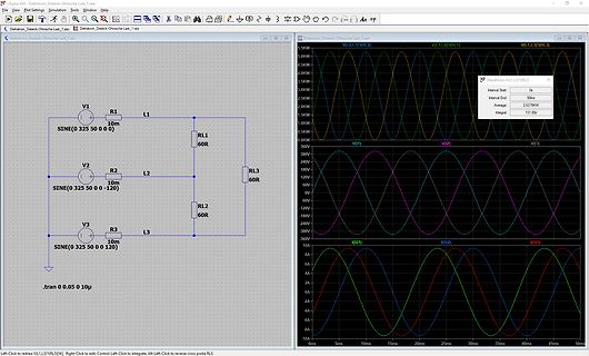 Schaltplan und Oszillogramm einer Simulation