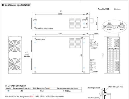 Technische Zeichnung einer Gehäuse-Mechanik