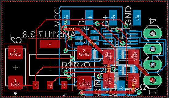 CAD-Ansicht eines Leiterplatten-Layouts