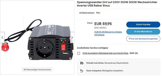 Spannungswandler 24V auf 230V Wechselrichter