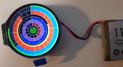 Rundes Display mit farbiger Ringanzeige und Akku