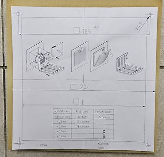 Technische Zeichnung einer Einbauöffnung
