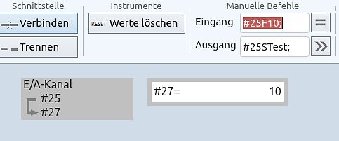 Screenshot einer Softwareoberfläche für manuelle Befehle