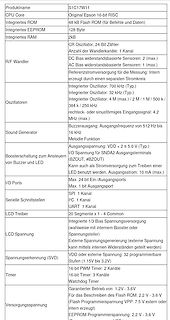 Technische Spezifikationen eines Mikrocontrollers