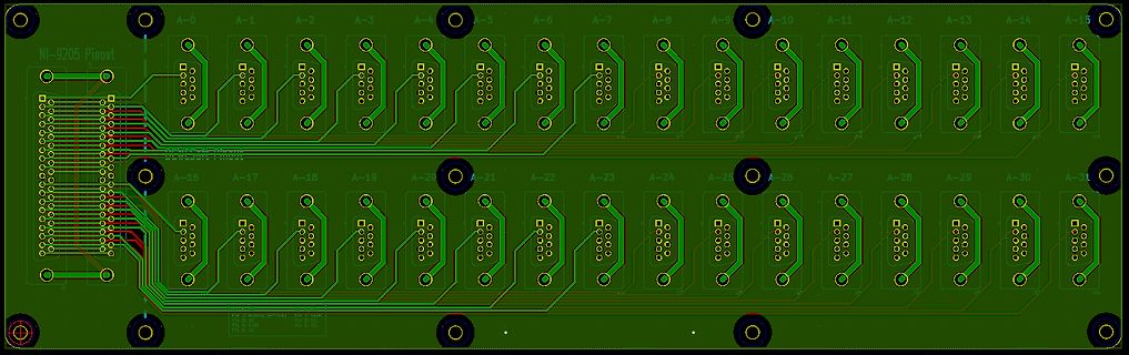 PCB-Layout einer NI-9205 Pinout-Platine