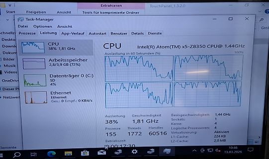 Foto eines Task-Manager Fensters auf einem Bildschirm