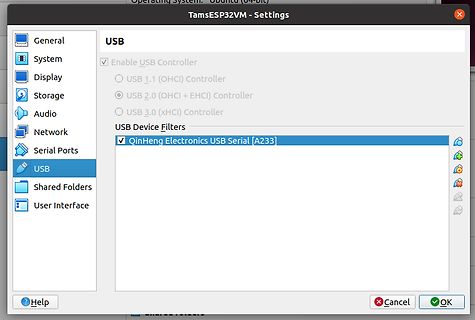 Einstellungen für USB-Controller in einer VirtualBox-Konfiguration